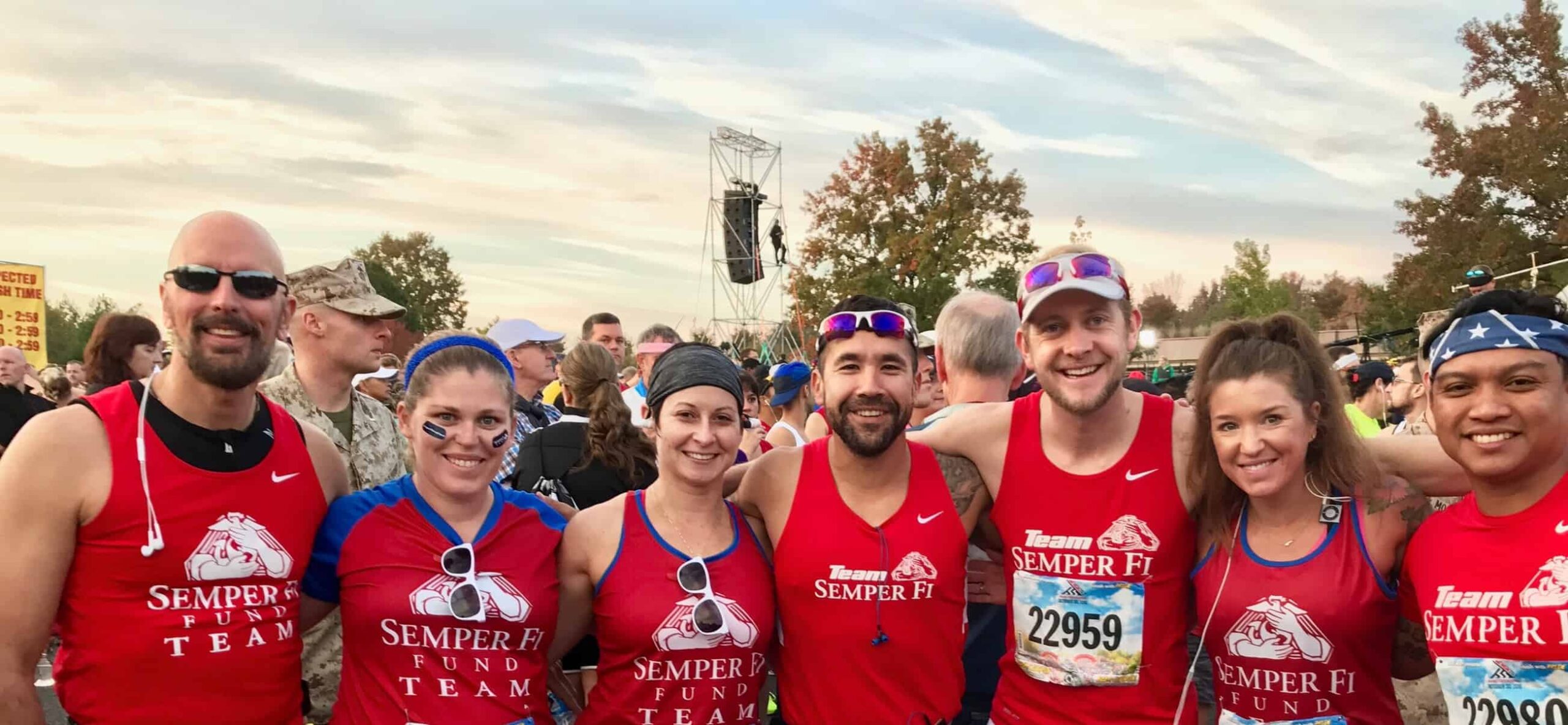Mike Mendoza and fellow athletes in a group photo after an event